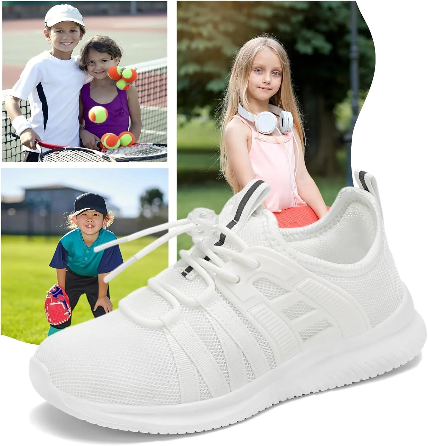 Boys Girls Sneakers Lightweight Kids Tennis Shoes Breathable Running Shoes Comfortable Toddler/Little Kid/Big Kid