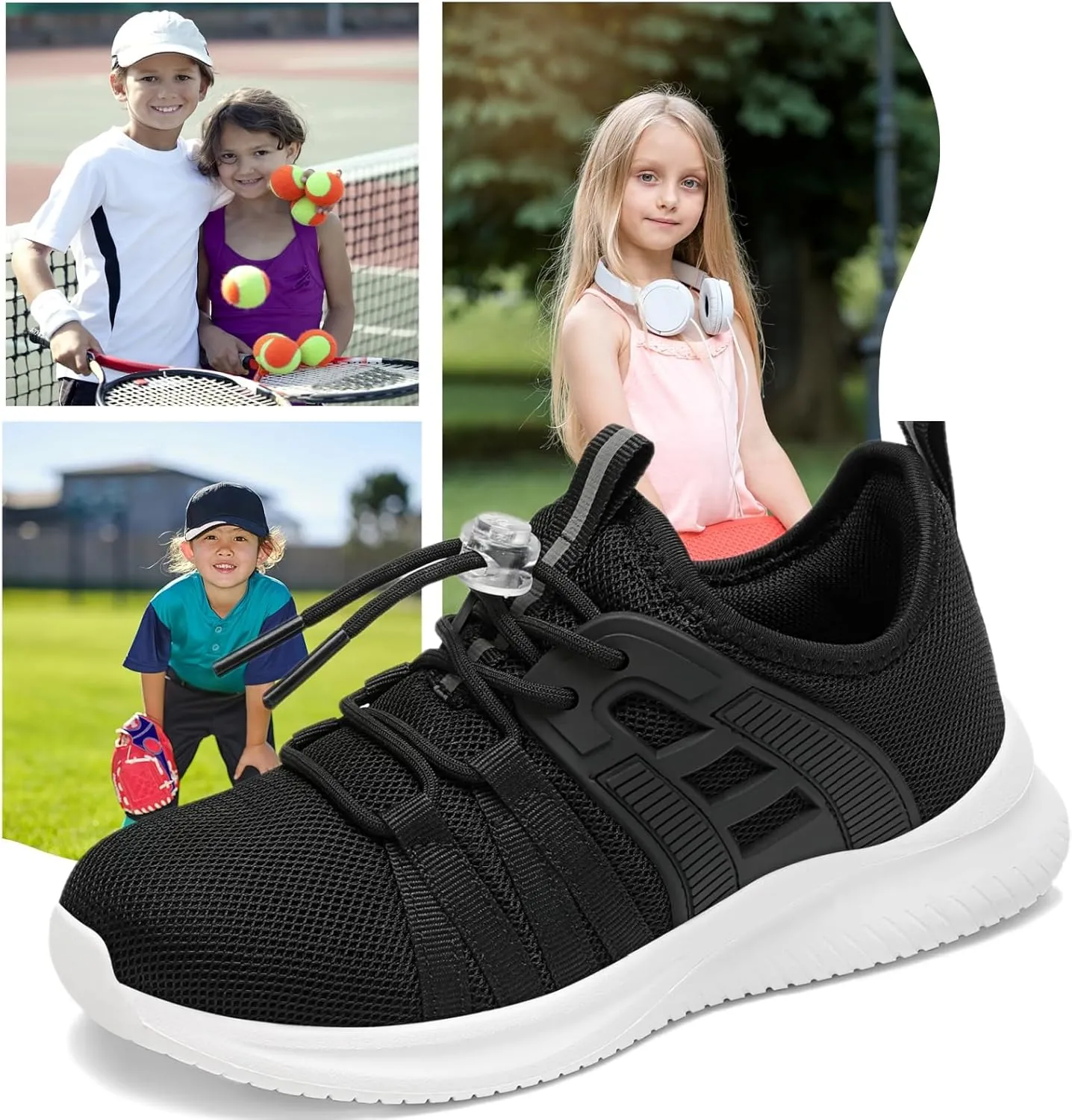 Boys Girls Sneakers Lightweight Kids Tennis Shoes Breathable Running Shoes Comfortable Toddler/Little Kid/Big Kid