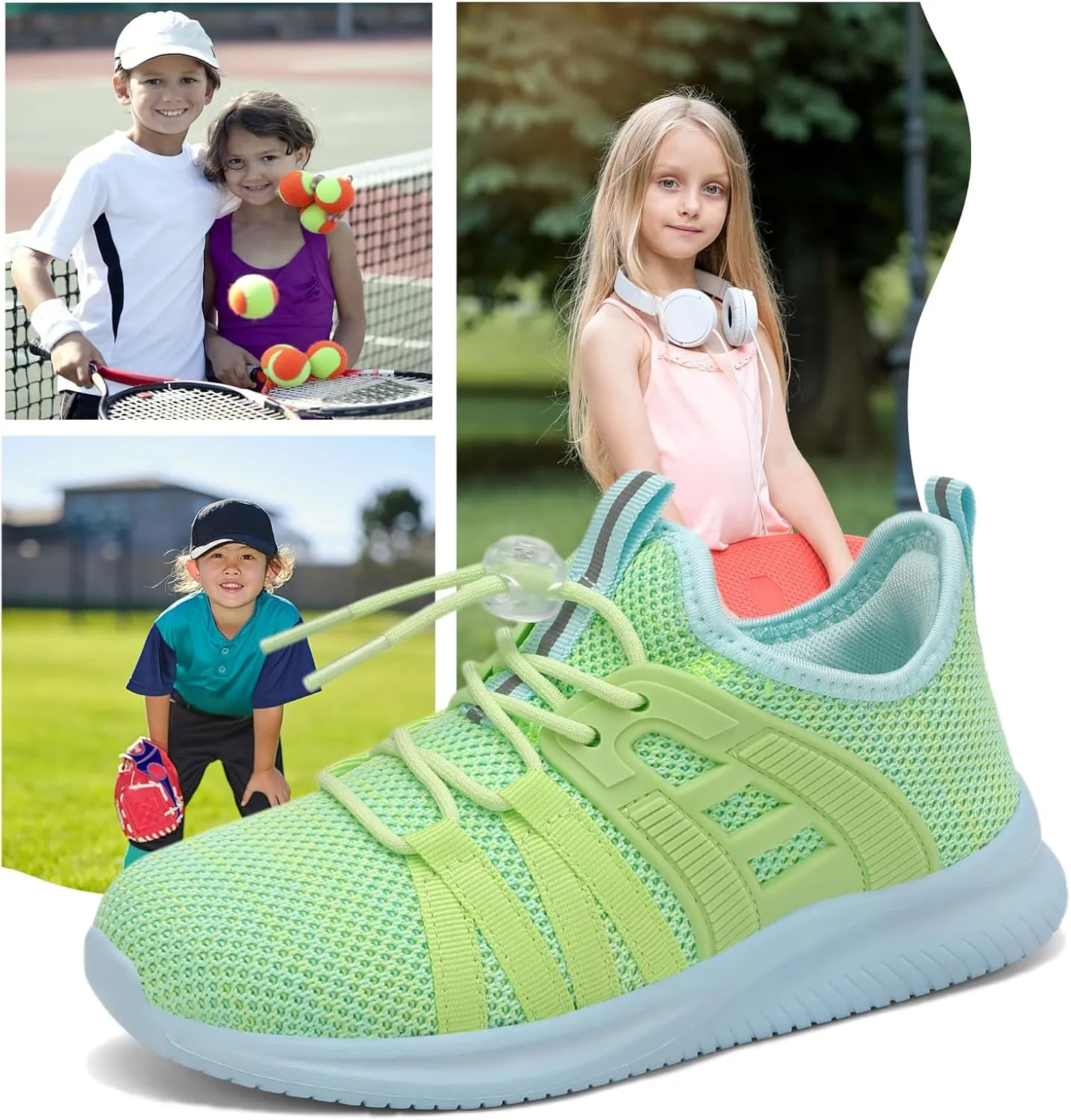 Boys Girls Sneakers Lightweight Kids Tennis Shoes Breathable Running Shoes Comfortable Toddler/Little Kid/Big Kid
