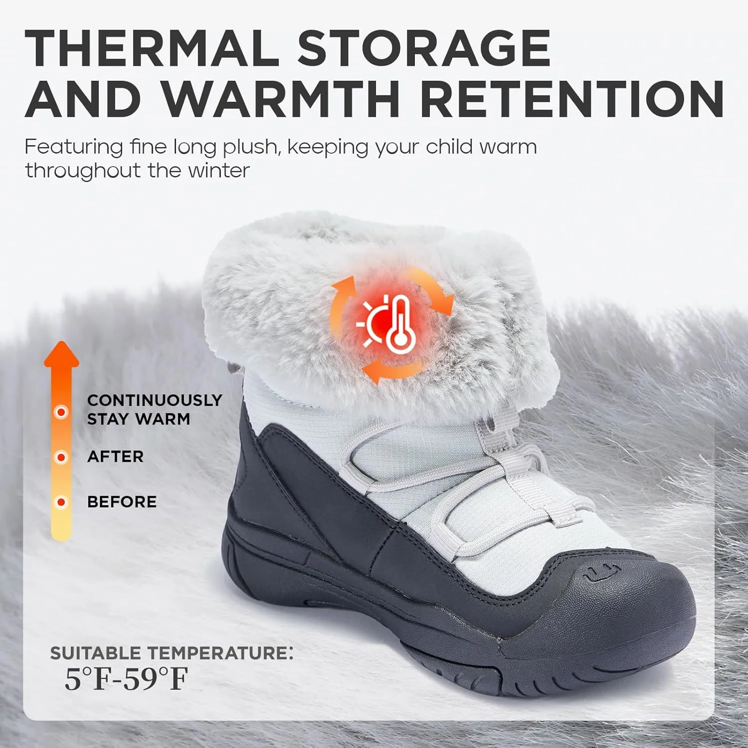 Boys Girls Snow Boots Waterproof Outdoor Sport Warm Cozy Anti-Slip Lightweight Winter Shoes for Toddler/Little/Big Kid