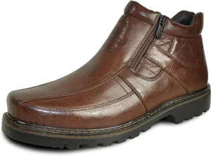 bravo! Men Waterproof Winter Boot DEAN with Fur Lining and Double Zipper Black and Brown Size 7 to 13