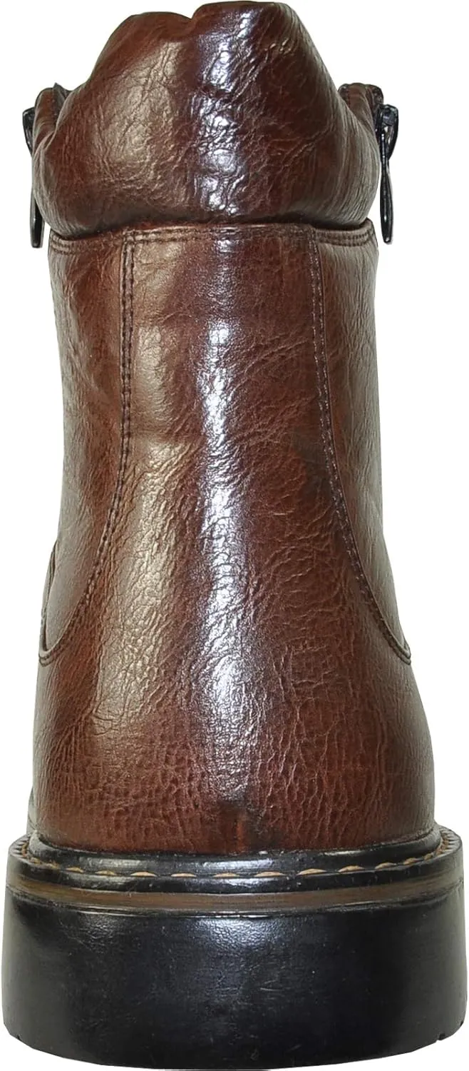 bravo! Men Waterproof Winter Boot DEAN with Fur Lining and Double Zipper Black and Brown Size 7 to 13