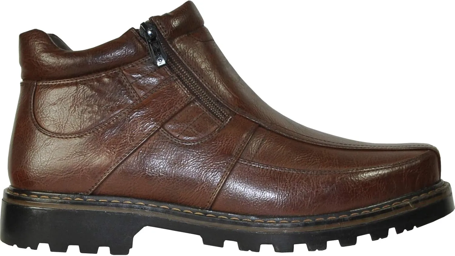 bravo! Men Waterproof Winter Boot DEAN with Fur Lining and Double Zipper Black and Brown Size 7 to 13