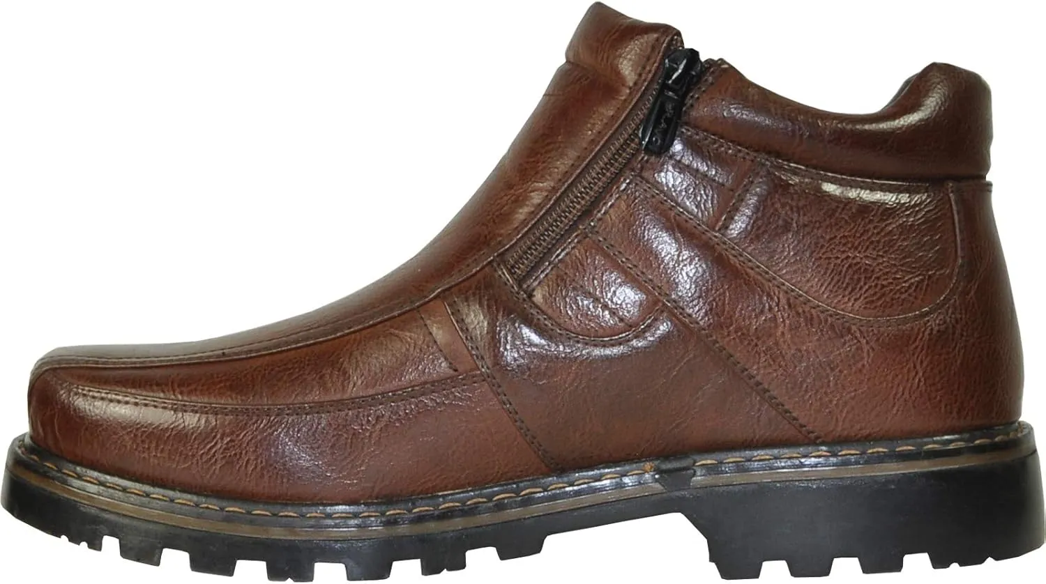 bravo! Men Waterproof Winter Boot DEAN with Fur Lining and Double Zipper Black and Brown Size 7 to 13