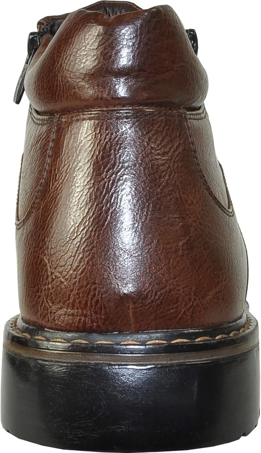 bravo! Men Waterproof Winter Boot DEAN with Fur Lining and Double Zipper Black and Brown Size 7 to 13