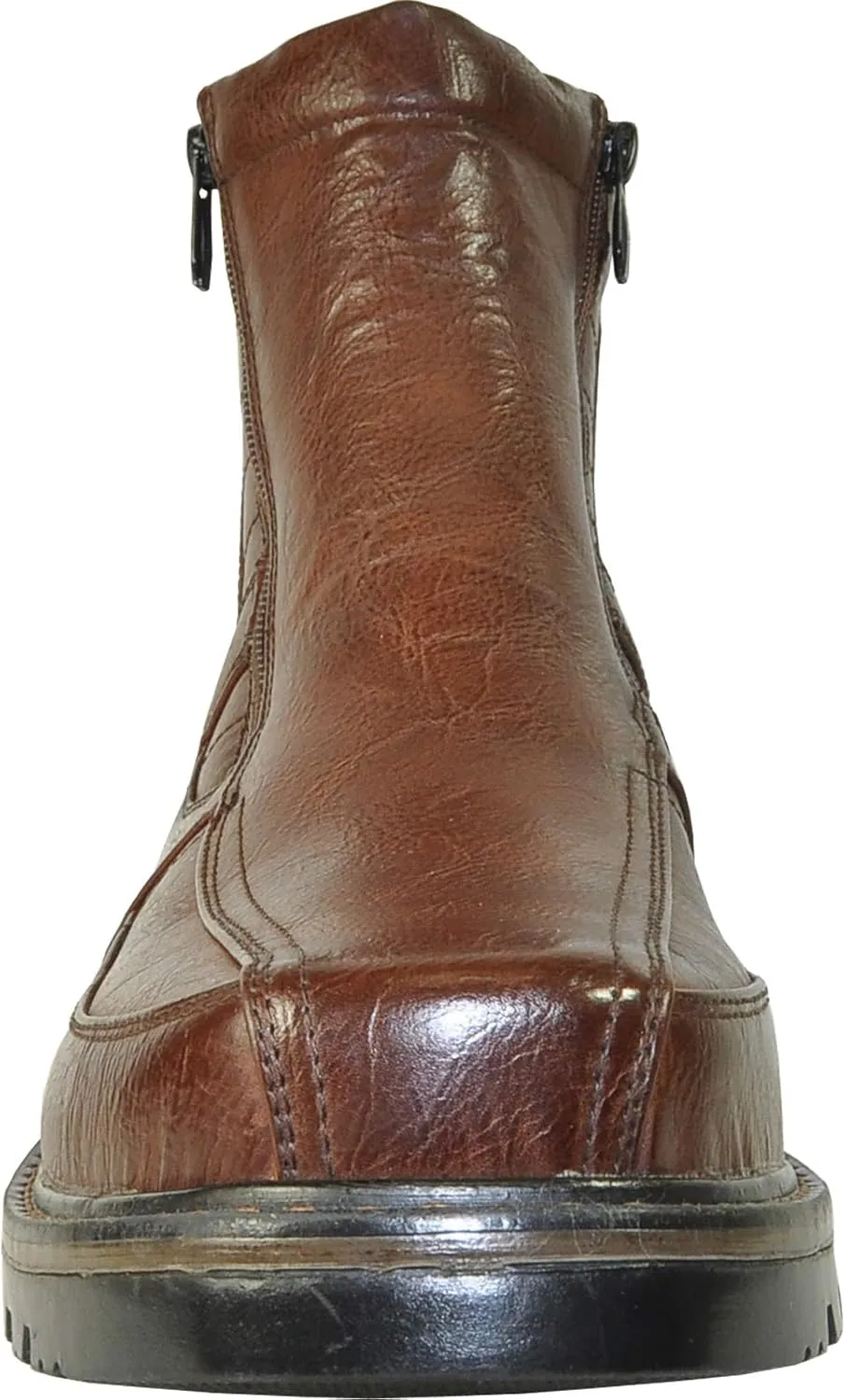 bravo! Men Waterproof Winter Boot DEAN with Fur Lining and Double Zipper Black and Brown Size 7 to 13