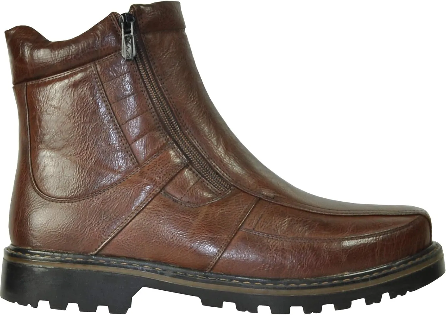 bravo! Men Waterproof Winter Boot DEAN with Fur Lining and Double Zipper Black and Brown Size 7 to 13