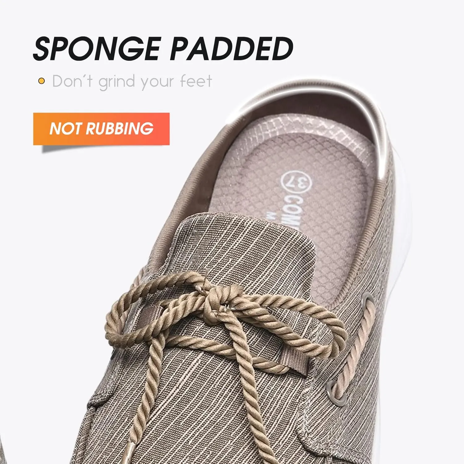 Buyrew Mules for Women Slip on Shoes Comfortable Knit Canvas Walking Flats with Arch Support Breathable Clogs House Slippers