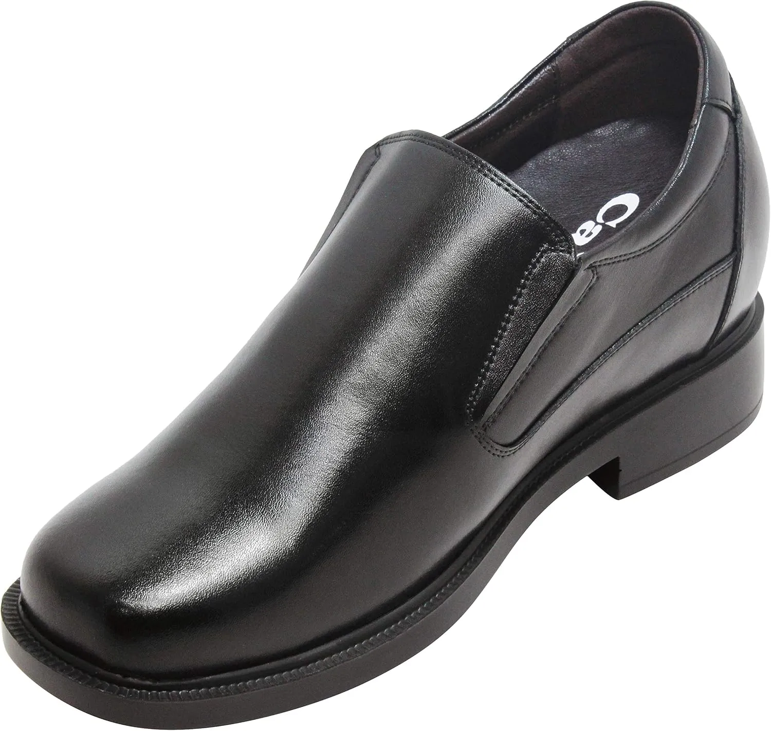 CALTO Men's Invisible Height Increasing Elevator Shoes - Black Leather Slip-on Lightweight Casual Loafers - 3.6 Inches Taller - K31714 - Size 11 D(M) US