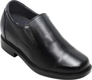 CALTO Men's Invisible Height Increasing Elevator Shoes - Black Leather Slip-on Lightweight Casual Loafers - 3.6 Inches Taller - K31714 - Size 8 D(M) US