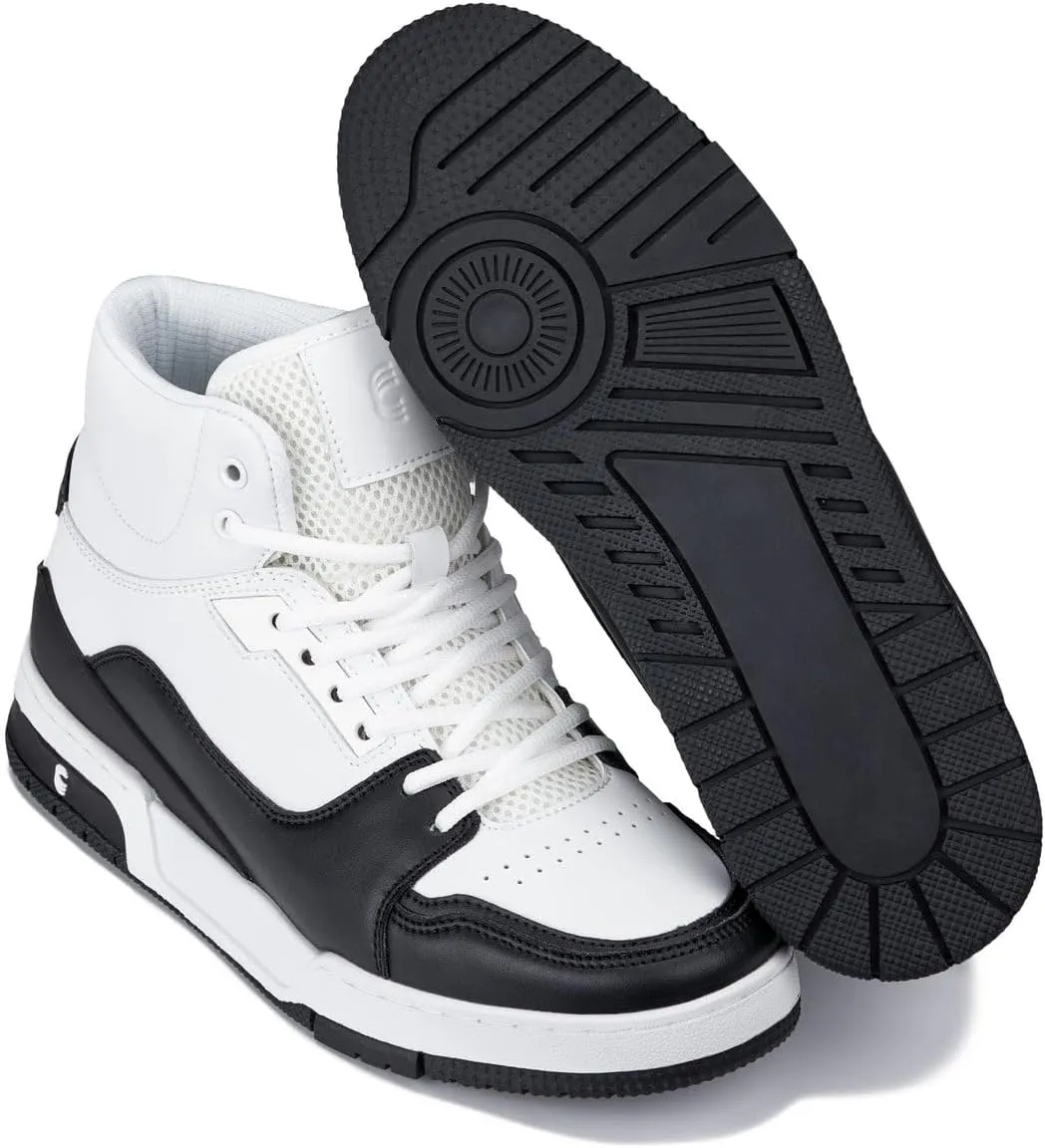 CALTO Men's Invisible Height Increasing Elevator Shoes - Lace-up Sporty High Top Sneakers - 3 Inches Taller