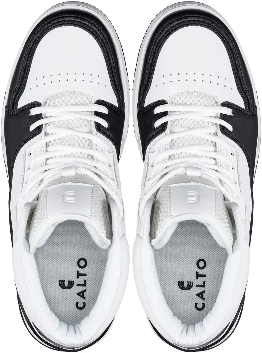 CALTO Men's Invisible Height Increasing Elevator Shoes - Lace-up Sporty High Top Sneakers - 3 Inches Taller