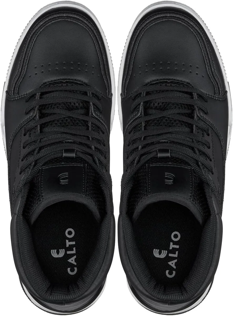CALTO Men's Invisible Height Increasing Elevator Shoes - Lace-up Sporty High Top Sneakers - 3 Inches Taller