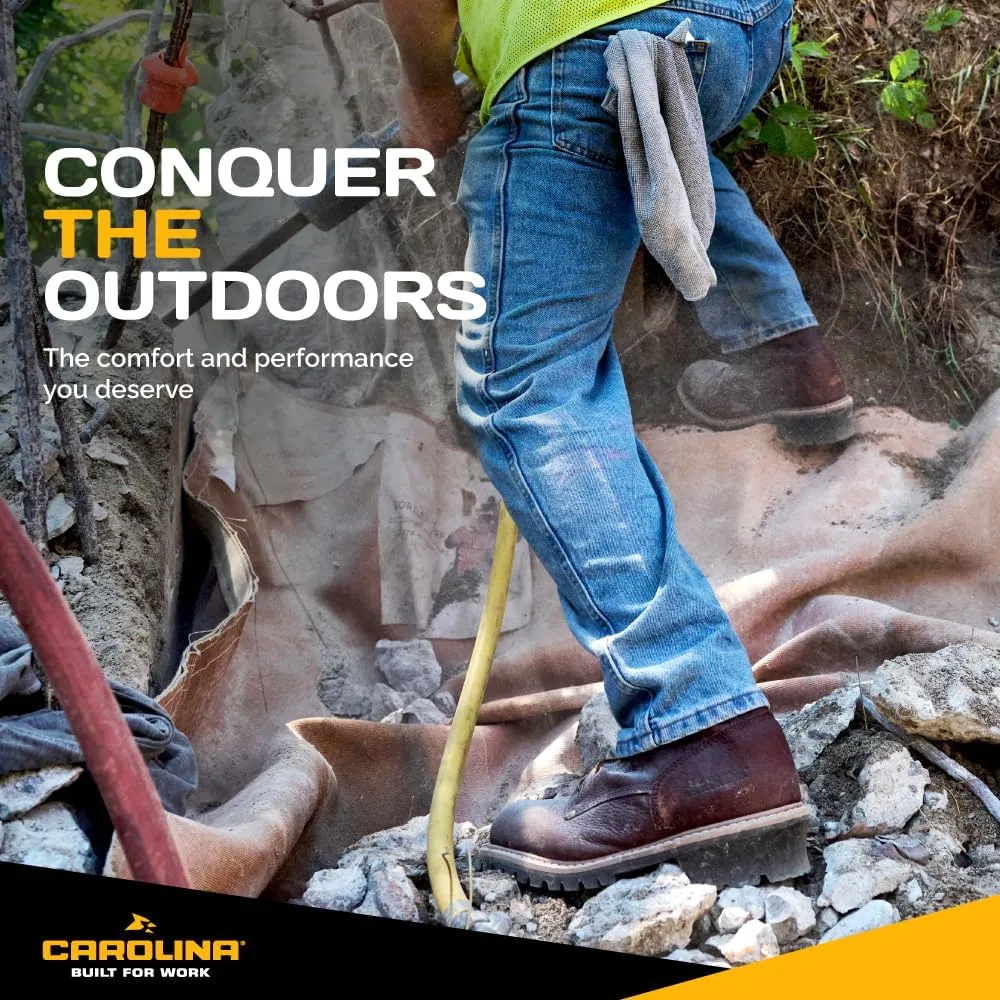 Carolina Elm 8” Unlined Logger Boots for Men - Unlined Leather Upper, Pillow Cushion Footbed, and Welted Oil- and Slip-Resistant Outsole, EH Rated