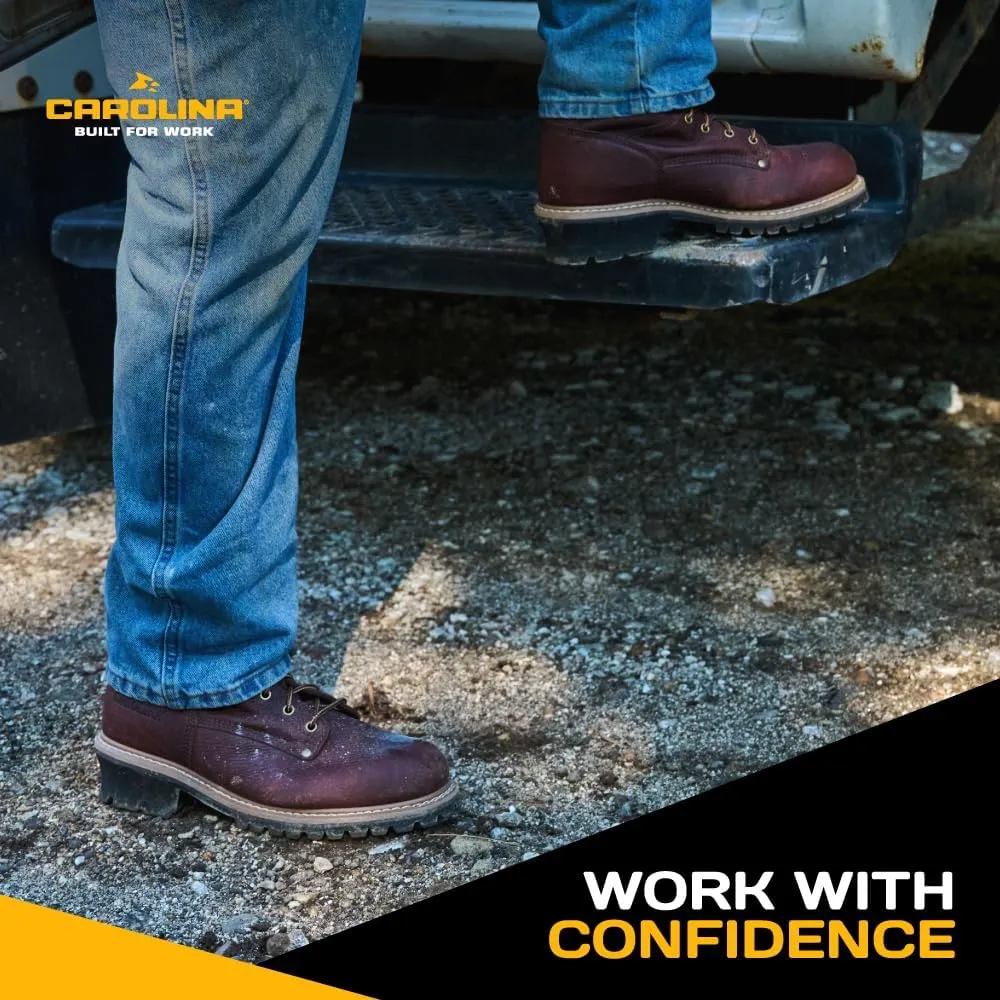 Carolina Elm 8” Unlined Logger Boots for Men - Unlined Leather Upper, Pillow Cushion Footbed, and Welted Oil- and Slip-Resistant Outsole, EH Rated