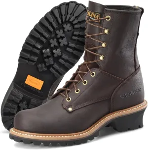 Carolina Elm 8” Unlined Logger Boots for Men - Unlined Leather Upper, Pillow Cushion Footbed, and Welted Oil- and Slip-Resistant Outsole, EH Rated