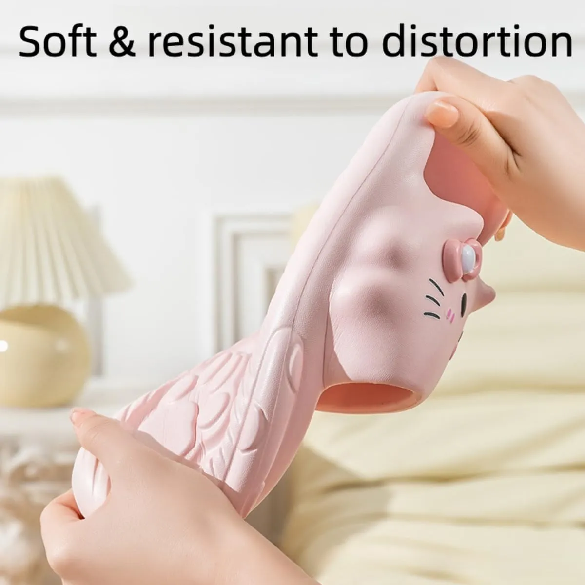 Cat Slippers Women Cute Kitty Pillow Slides Thick Sole Kawaii Non Slip Quick Drying Preppy Shower Bathroom Sandals Outdoor
