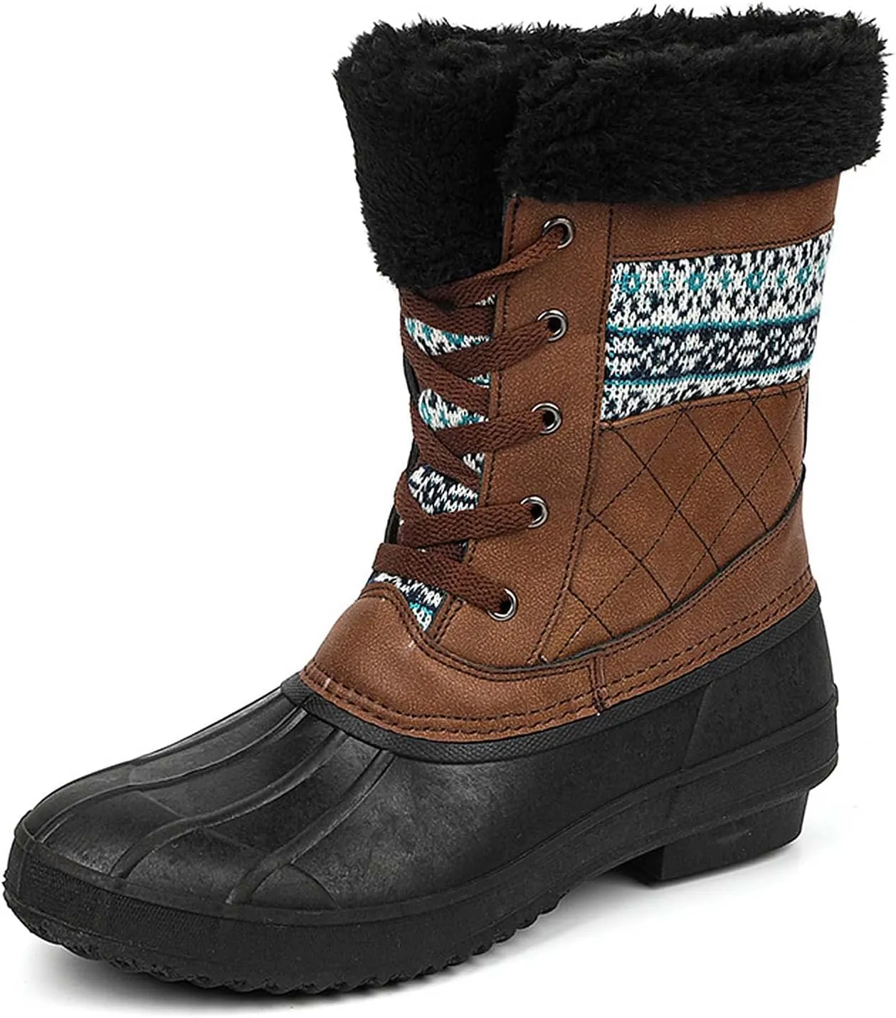 CERYTHRINA Womens Duck Boots Waterproof Warm Snow Boots Outdoor Warm Lined Winter Booties Mid-Calf Rain Boot