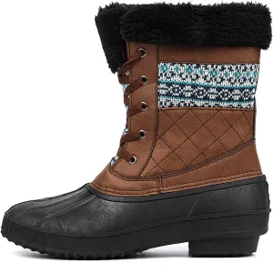 CERYTHRINA Womens Duck Boots Waterproof Warm Snow Boots Outdoor Warm Lined Winter Booties Mid-Calf Rain Boot