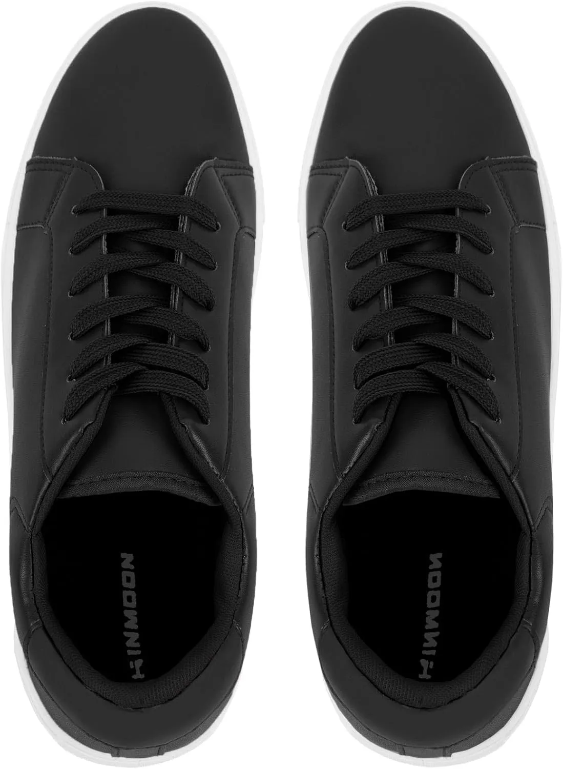 CHIN·MOON Women's Fashion Sneakers White PU Leather Casual Shoes Low Top Lace Up Tennis Sneakers