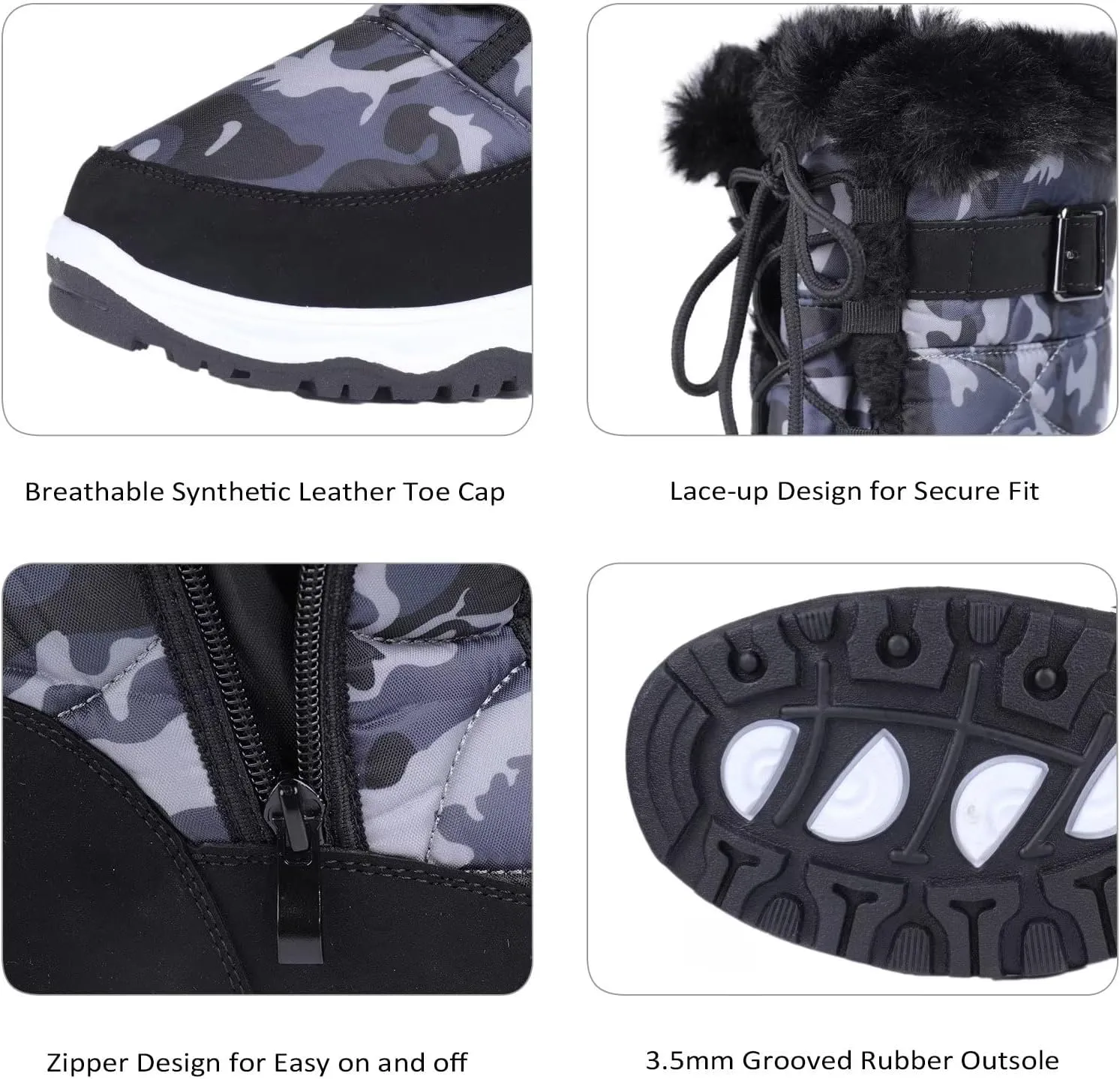 CIOR Women's Snow Boots Winter II Water-Resistant Fur Lined Frosty Warm Anti-Slip Boot U120WMX001-0429