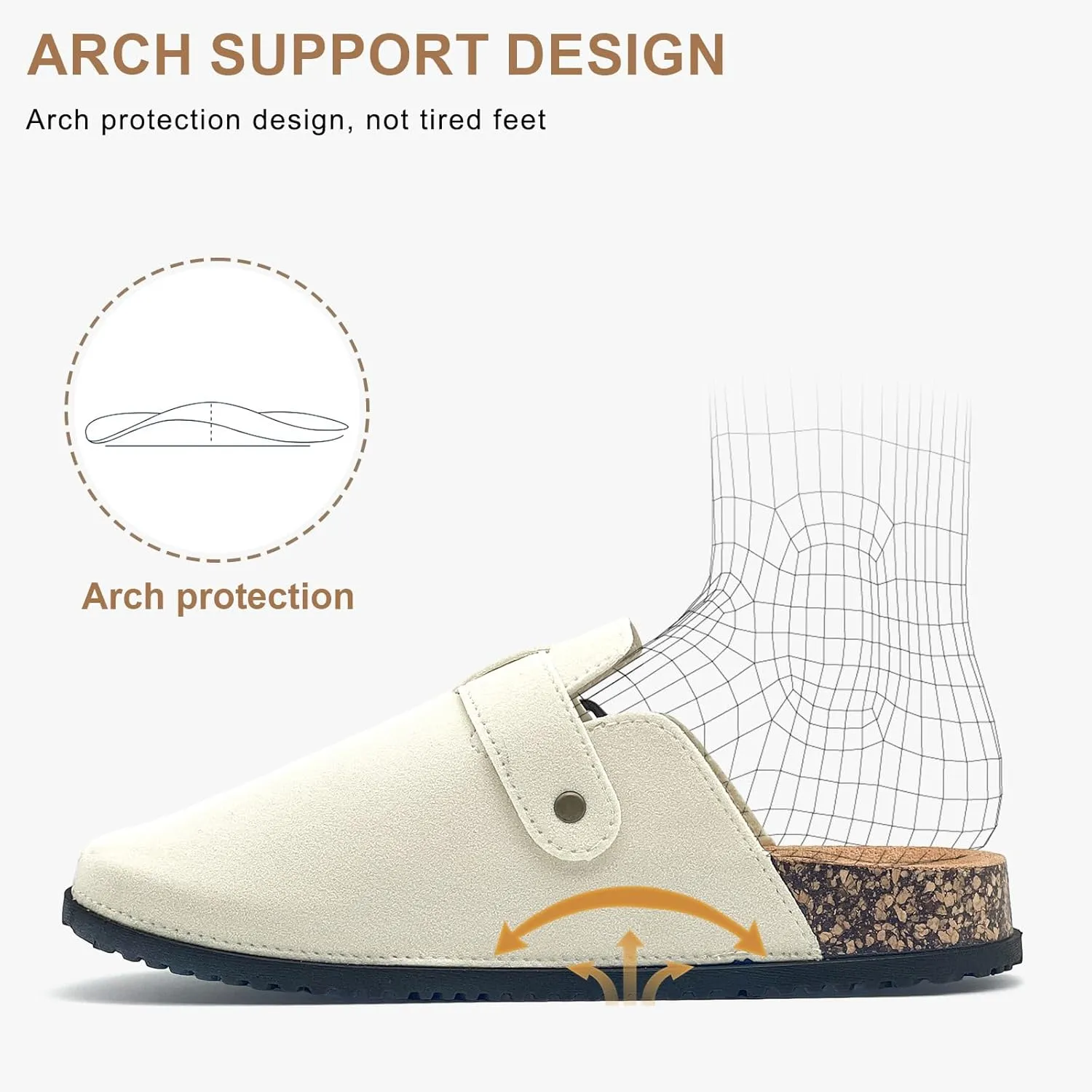 Clogs for Women and Men Suede Clogs Leather Mules Cork Footbed Sandals Potato Shoes with Arch Support Slip on Adjuestable Clog Slippers
