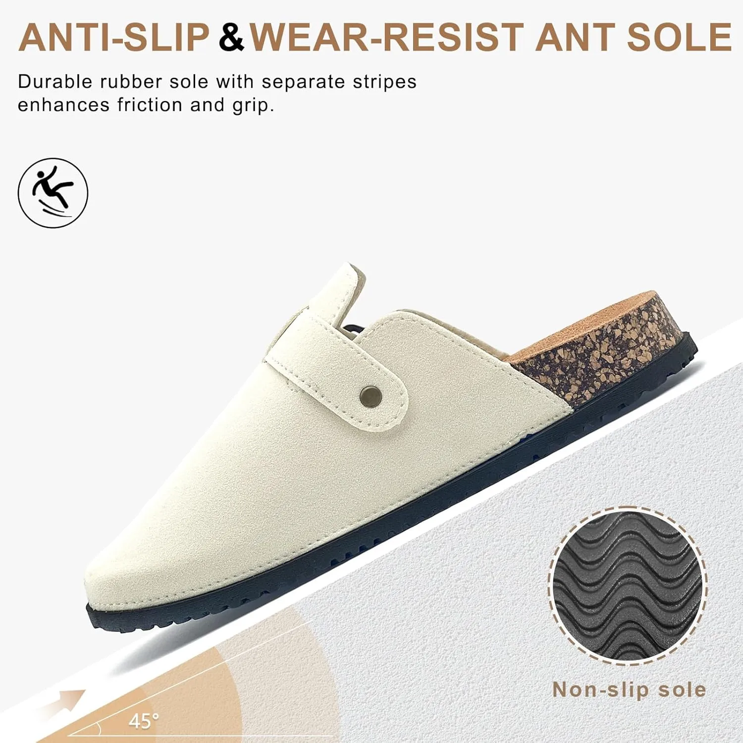 Clogs for Women and Men Suede Clogs Leather Mules Cork Footbed Sandals Potato Shoes with Arch Support Slip on Adjuestable Clog Slippers