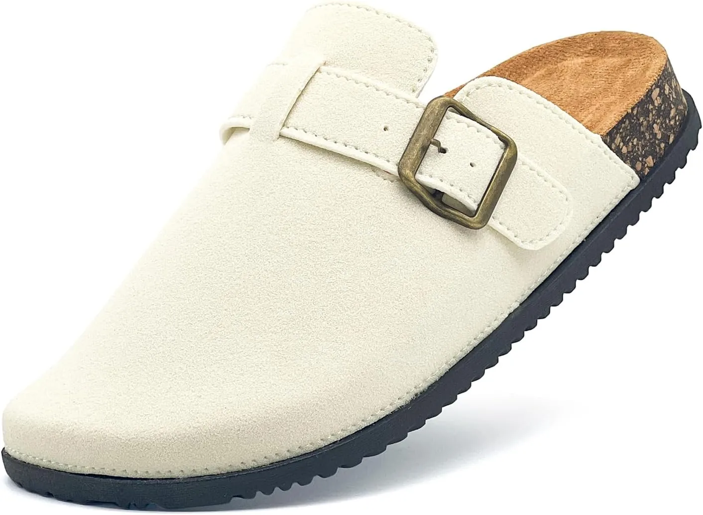 Clogs for Women and Men Suede Clogs Leather Mules Cork Footbed Sandals Potato Shoes with Arch Support Slip on Adjuestable Clog Slippers
