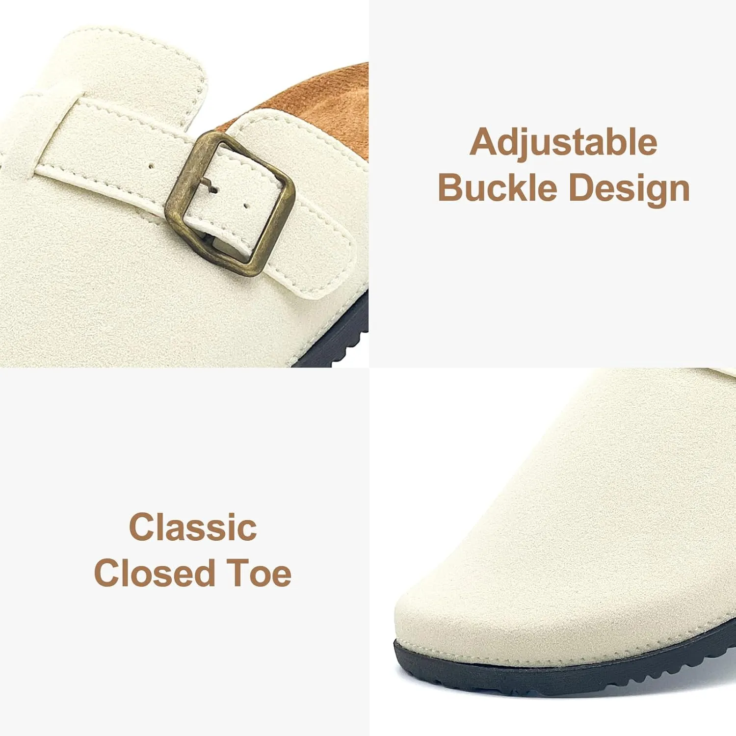 Clogs for Women and Men Suede Clogs Leather Mules Cork Footbed Sandals Potato Shoes with Arch Support Slip on Adjuestable Clog Slippers