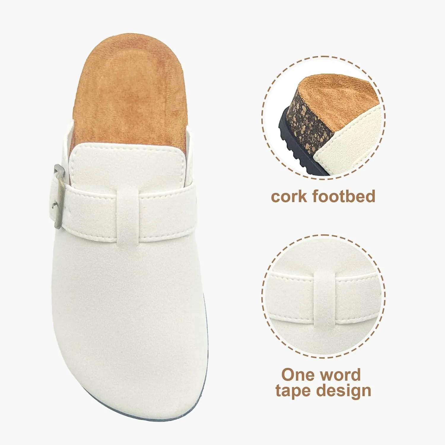Clogs for Women and Men Suede Clogs Leather Mules Cork Footbed Sandals Potato Shoes with Arch Support Slip on Adjuestable Clog Slippers