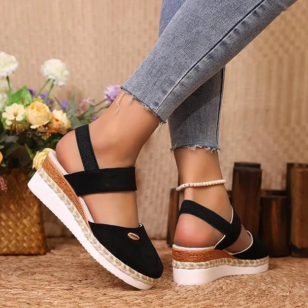 Closed Toe Platform Wedge Sandals for Women Heel Casual Womens, Women's Espadrilles Dressy Wedges Sandals, Comfortable Anti Slip Summer Shoes with Adjustable Buckle Ankle Strap