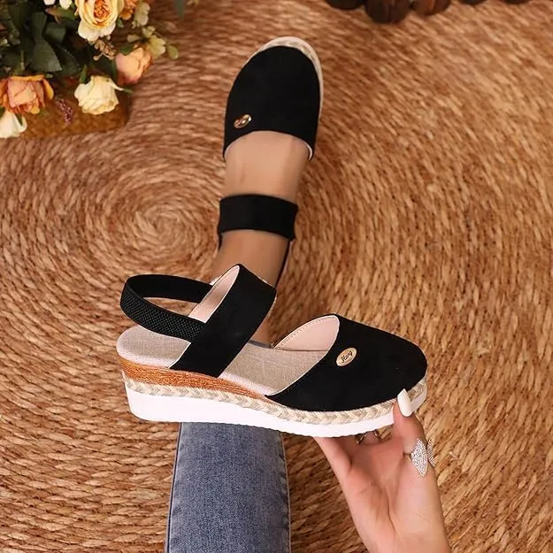 Closed Toe Platform Wedge Sandals for Women Heel Casual Womens, Women's Espadrilles Dressy Wedges Sandals, Comfortable Anti Slip Summer Shoes with Adjustable Buckle Ankle Strap