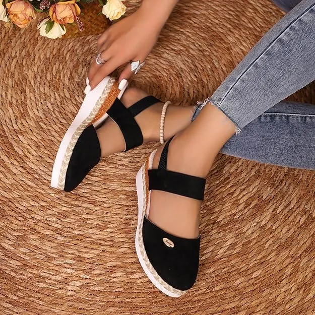 Closed Toe Platform Wedge Sandals for Women Heel Casual Womens, Women's Espadrilles Dressy Wedges Sandals, Comfortable Anti Slip Summer Shoes with Adjustable Buckle Ankle Strap