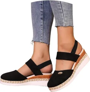 Closed Toe Platform Wedge Sandals for Women Heel Casual Womens, Women's Espadrilles Dressy Wedges Sandals, Comfortable Anti Slip Summer Shoes with Adjustable Buckle Ankle Strap