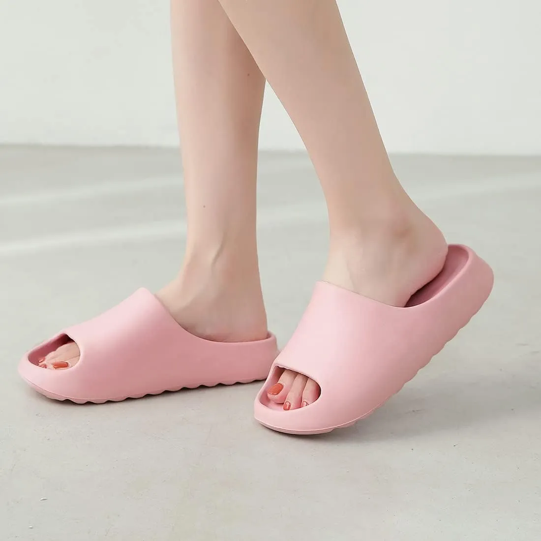 Cloud Slides for Women and Men, Platform Slides Slippers, Non-Slip Quick Drying Soft Lightweight Shower Shoes, Thick Sole Open Toe Slides Sandals for Indoor & Outdoor