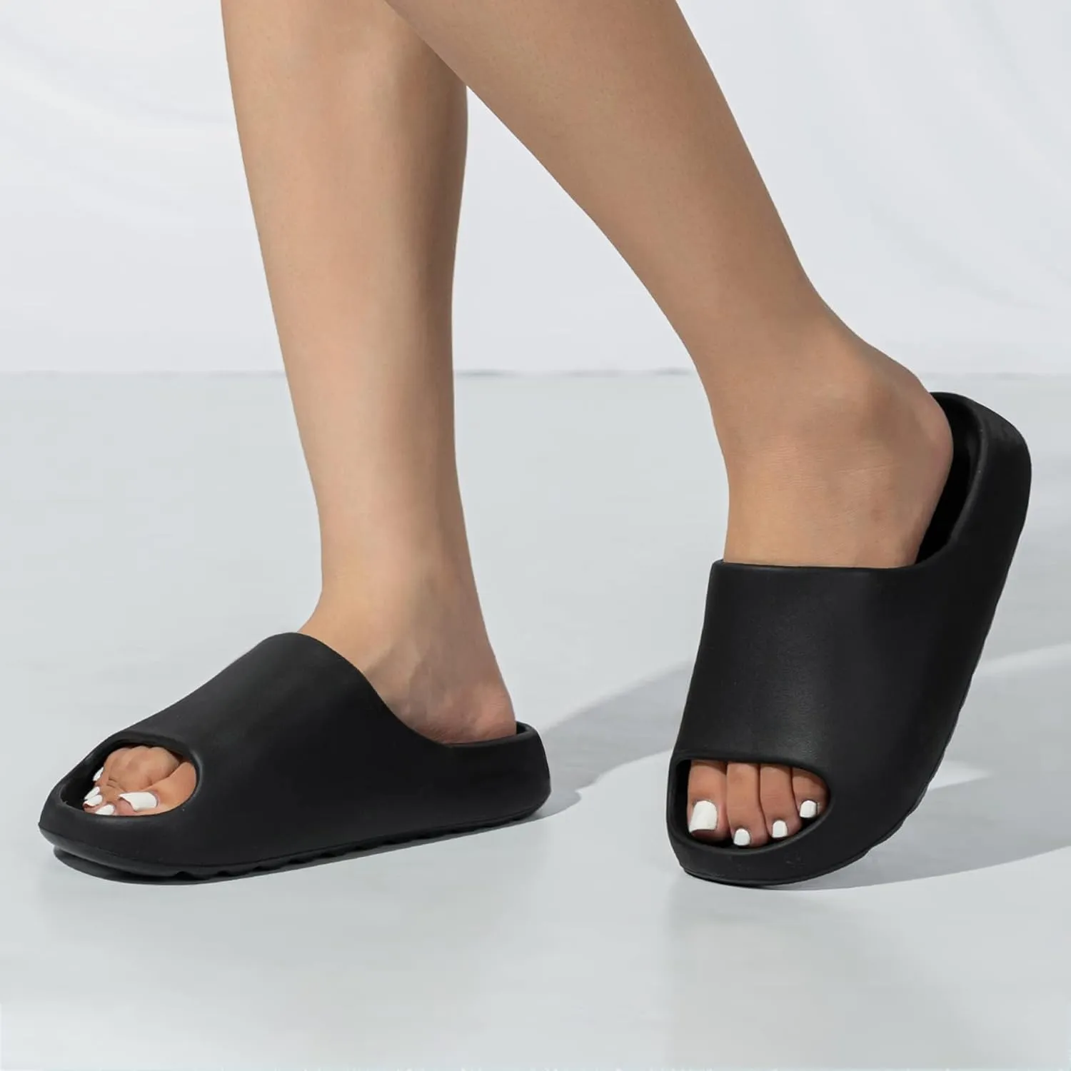 Cloud Slides for Women and Men, Platform Slides Slippers, Non-Slip Quick Drying Soft Lightweight Shower Shoes, Thick Sole Open Toe Slides Sandals for Indoor & Outdoor