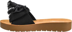 Corkys Footwear Spray Tan Sandal - Comfortable And Cushioned Insoles, Wide Strap with Bow, Frayed Edges On Upper, Open Toe, Easy And Convenient Slip-On Design