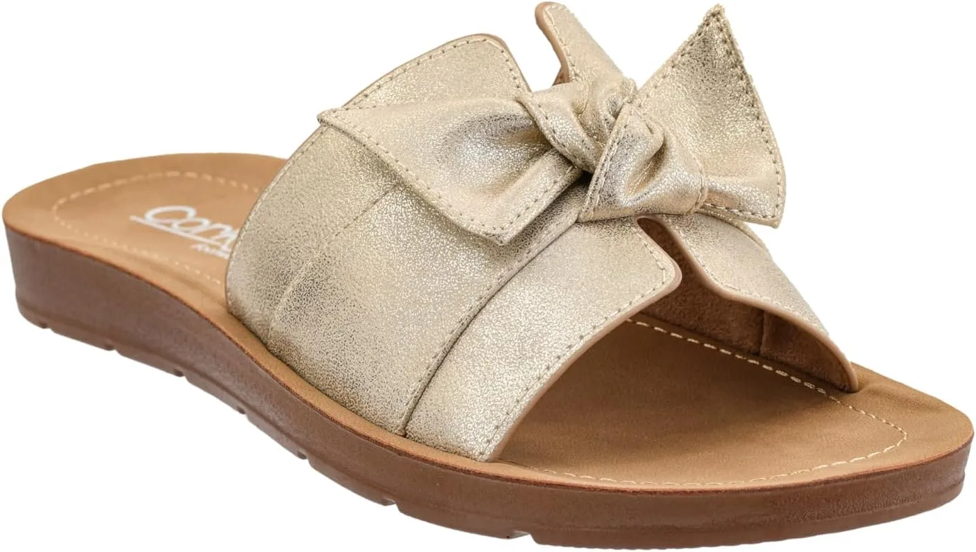 Corkys Footwear Women's Rock The Bowt Sandal - Comfortable And Cushioned Insoles, Wide Strap with Bow, Open Toe Design, Easy And Convenient Slip-On Design