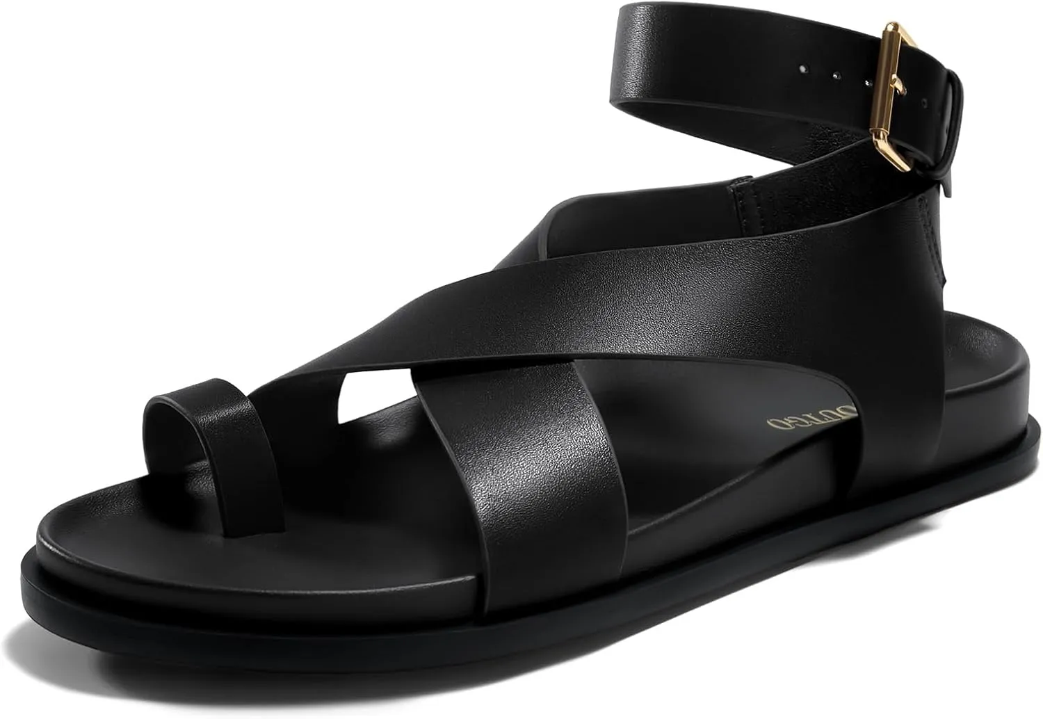 Coutgo Womens Flat Thong Sandals Beach Criss Cross Ankle Buckle Strap Comfortable Footbed Summer Sandal