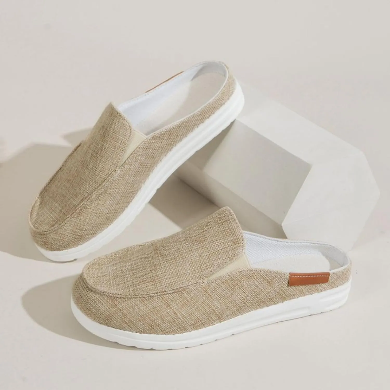 Cow Print Canvas Shoes for Women Closed Toe Slip On Flat Slippers Casual Comfortable Wide Width Print Sandals Breathable Lightweight Walking Mule Sneaker Loafer Going Out Outdoor Sports Loafers