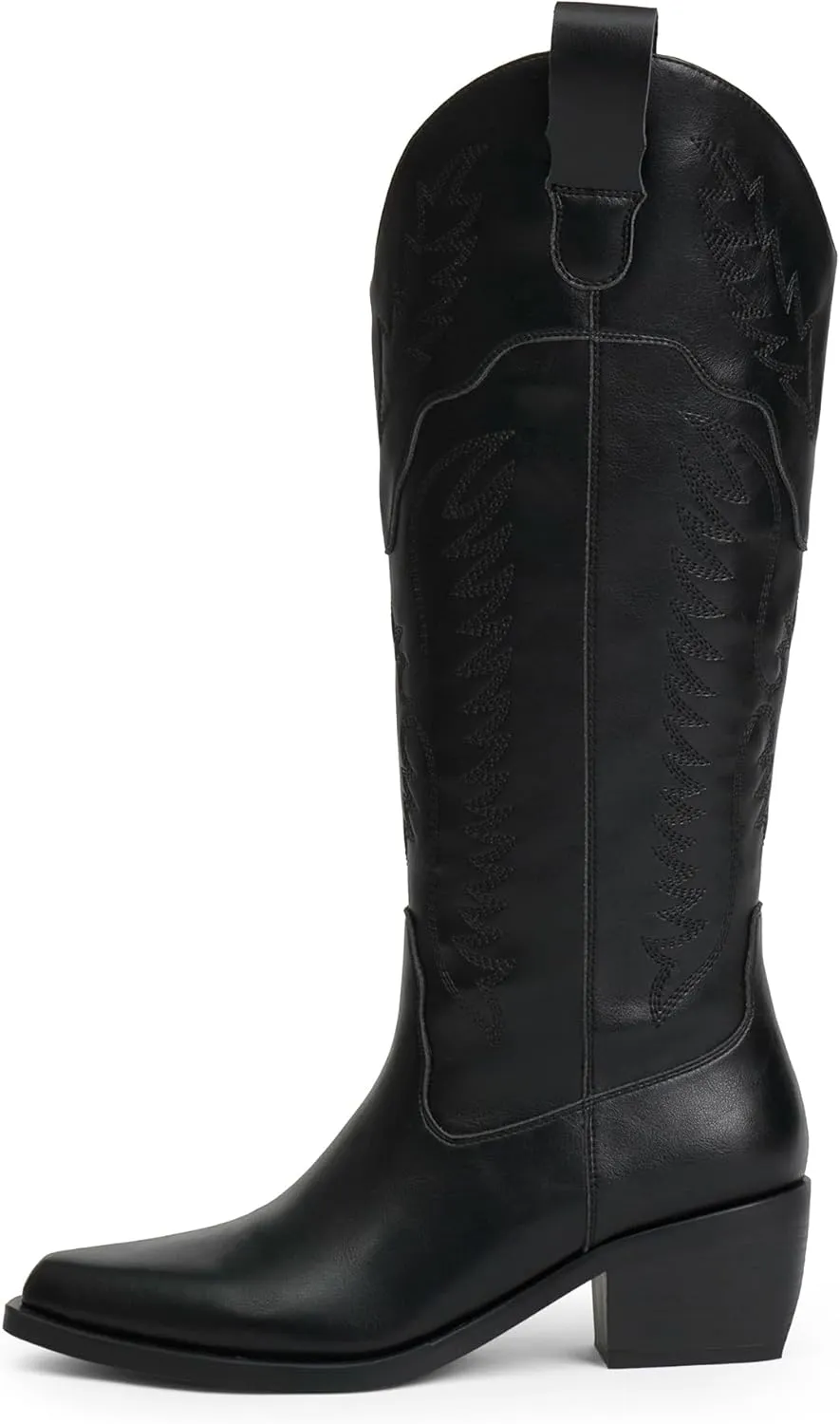 Cowboy Boots for Women Mid Calf Womens Cowgirl Boots for Girls Pointed Toe Slip on Chunky Heel Western Boot