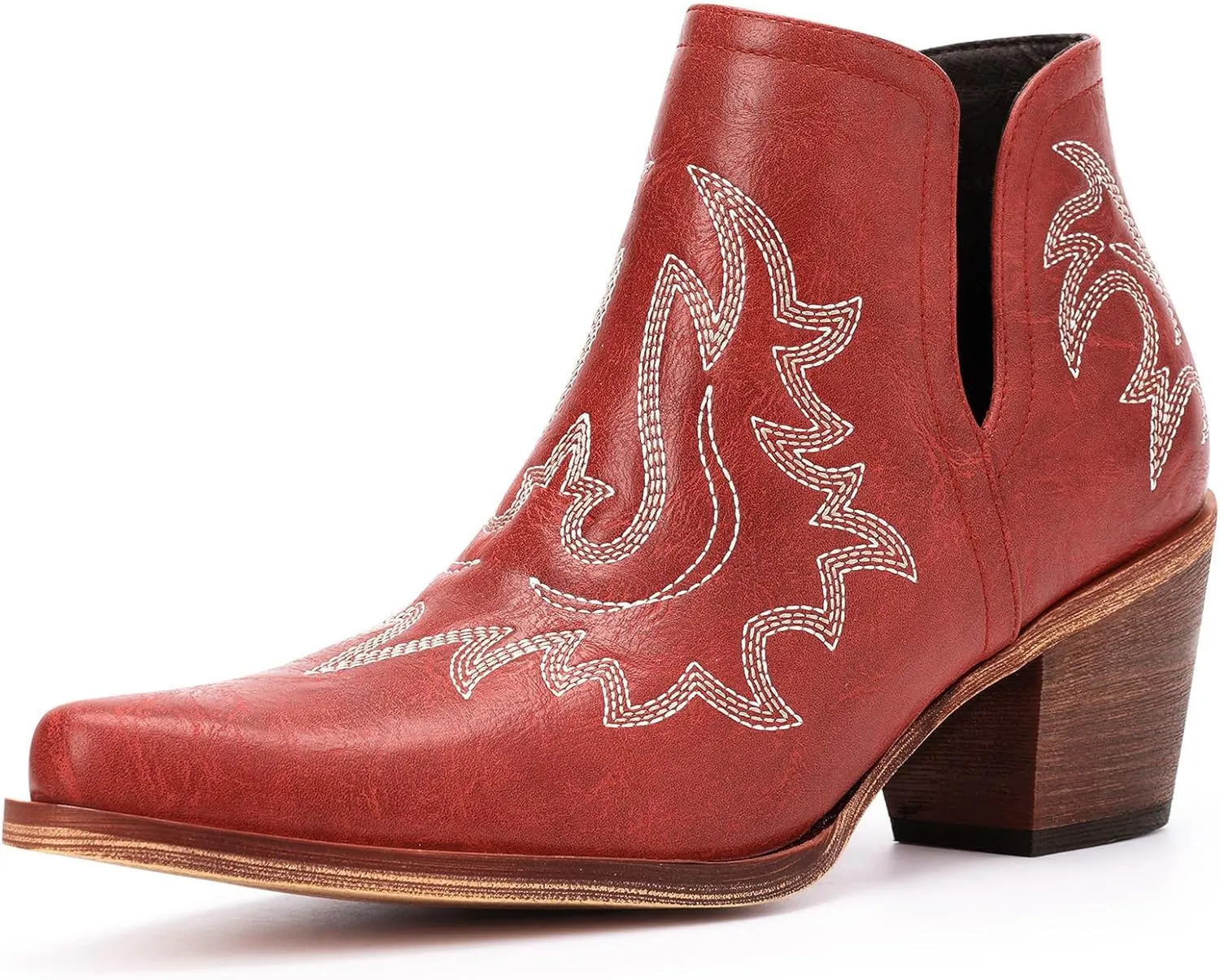 Cowboy Boots for Women - Western Ankle Boots, Chunky Heels Fall Short Booties (UNDERSIZE: PLEASE SELECT SIZE UP)