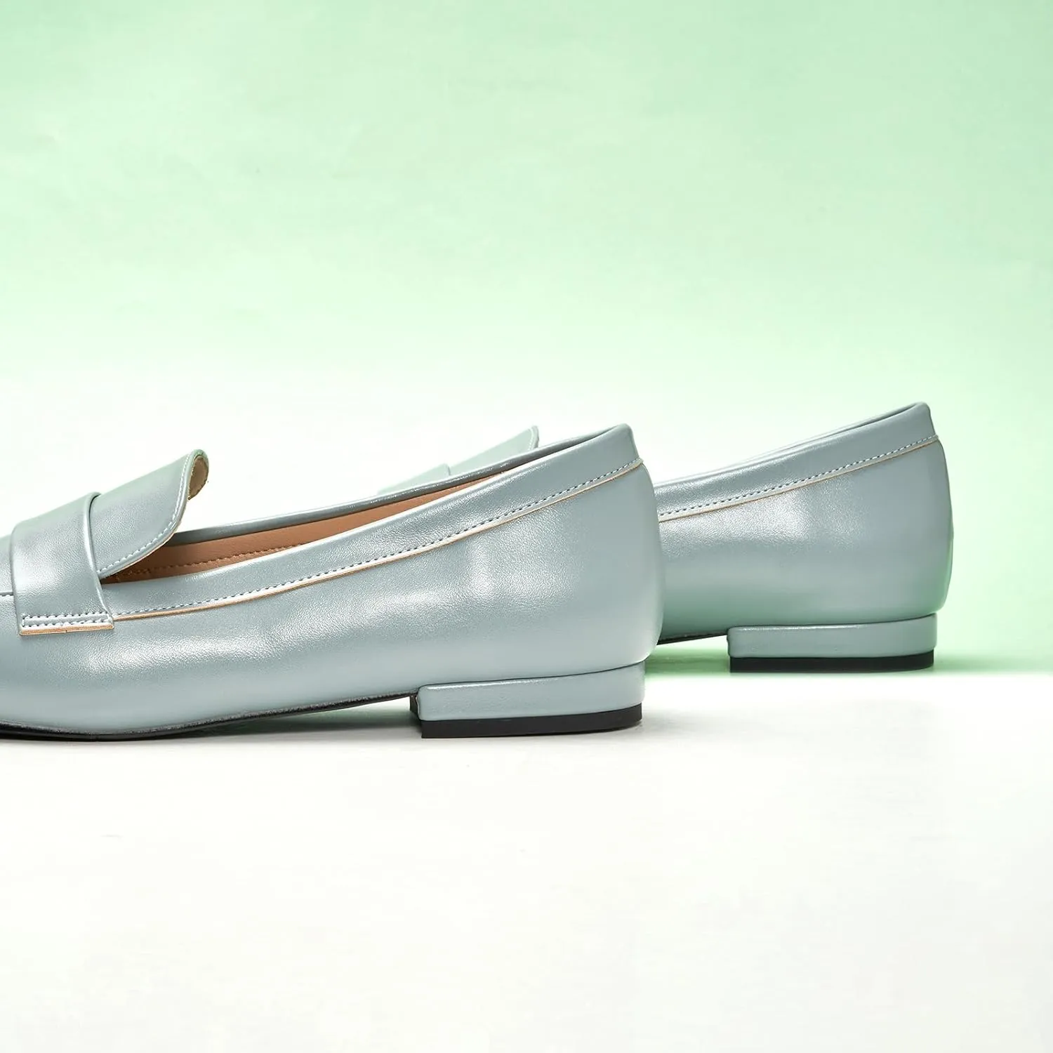C.Paravano Women's Flat Loafers, Slip-on Penny Loafers for Formal & Casual Wear, Square Toe Comfort Flats for Office