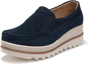 CrazySavage Women's Toning Rocker Walking Shoes Platform Suede Sneakers Slip On with Wedge Orthotic Insole Pain Relief Arch Support That