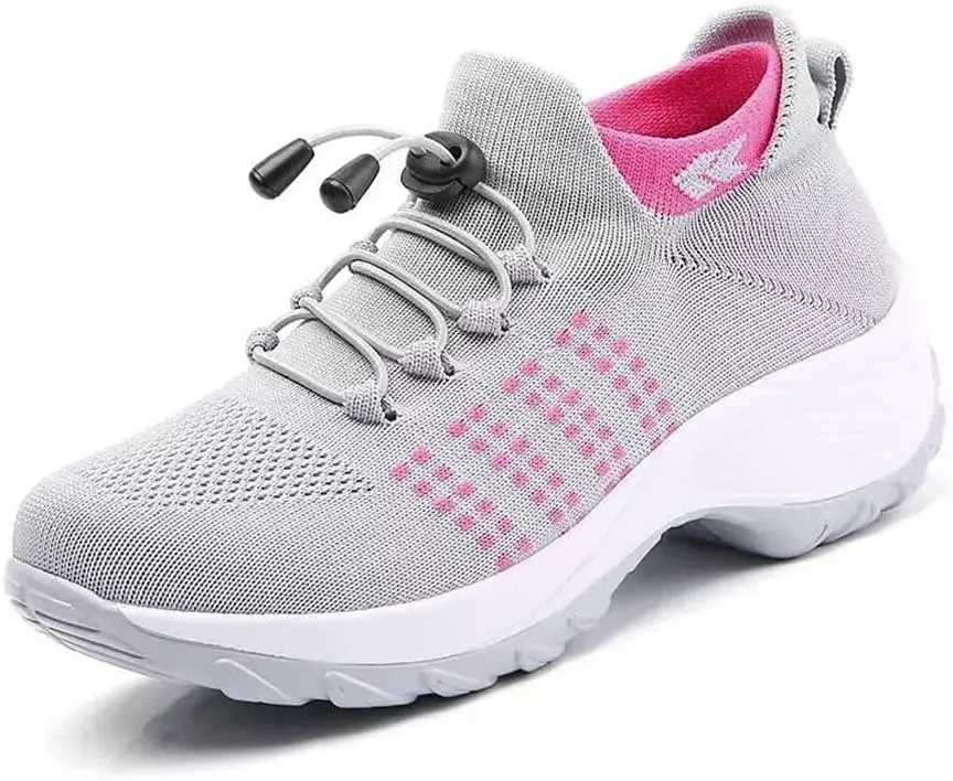 CrazySavage Womens Walking Shoe-Sock Sneakers Slip on Nursing Orthotic Heel Pain Relief Wedge Mesh Platform Air Cushion Buffer Nurse Shoe