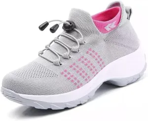 CrazySavage Womens Walking Shoe-Sock Sneakers Slip on Nursing Orthotic Heel Pain Relief Wedge Mesh Platform Air Cushion Buffer Nurse Shoe