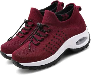 CrazySavage Womens Walking Shoe-Sock Sneakers Slip on Nursing Orthotic Heel Pain Relief Wedge Mesh Platform Air Cushion Buffer Nurse Shoe
