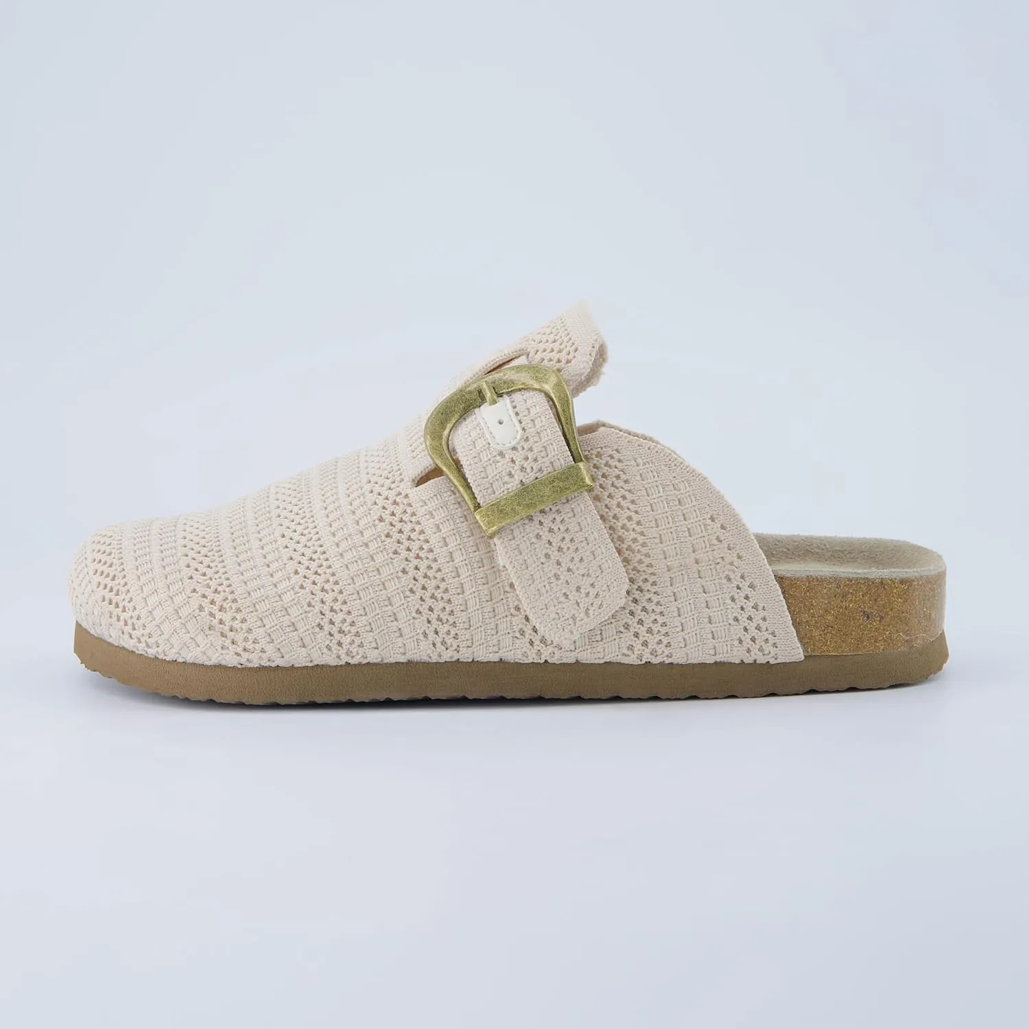 CUSHIONAIRE Dumbo Slip-On Clogs for Women with Textured Knit Upper, Adjustable Buckle, and Cushioned Footbed – Stylish and Comfortable Women's Shoes