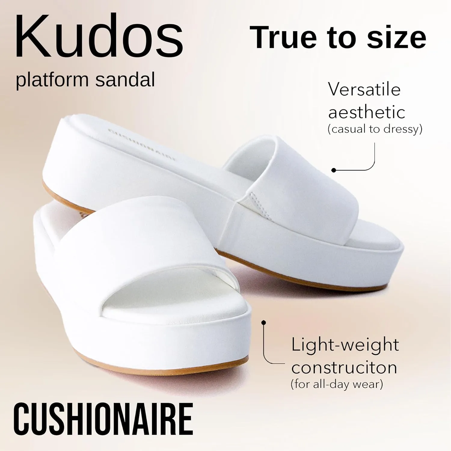 CUSHIONAIRE KUDOS Women’s Platform Sandals – Wedge Sandals for Women, Comfortable Slip-On Shoes, Dressy Summer Sandals with Cushioned Footbed