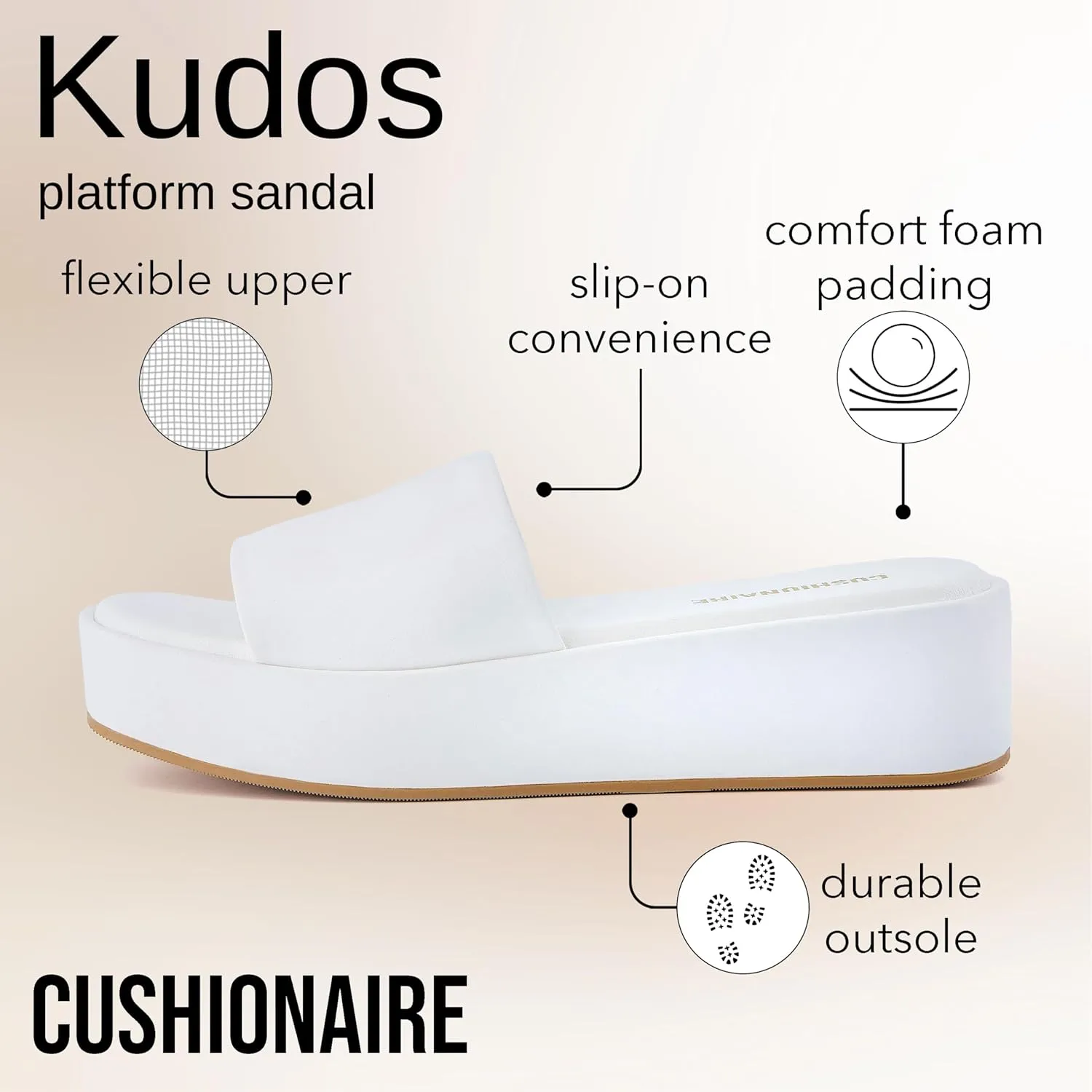 CUSHIONAIRE KUDOS Women’s Platform Sandals – Wedge Sandals for Women, Comfortable Slip-On Shoes, Dressy Summer Sandals with Cushioned Footbed
